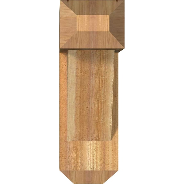 Traditional Craftsman Rough Sawn Bracket W/ Offset Brace, Western Red Cedar, 8W X 20D X 24H